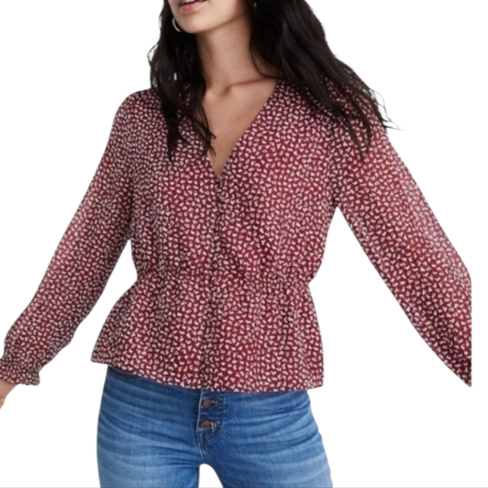 Madewell Red Floral Blouse